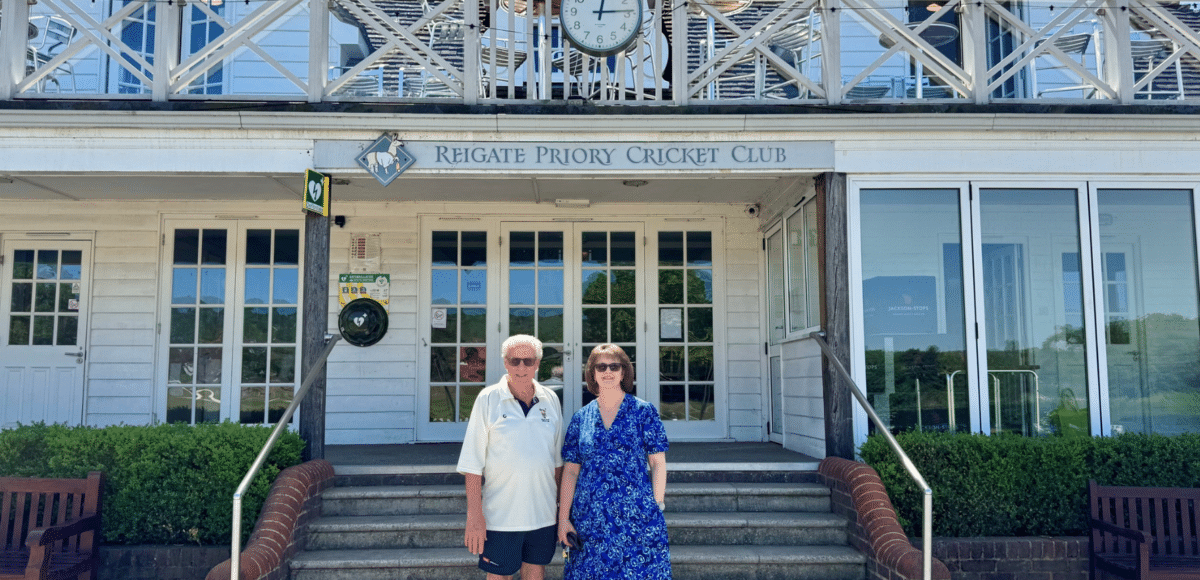 Left to right: David Robinson, Reigate Priory Cricket Club; Gillian Dunlea, TWM Solicitors
