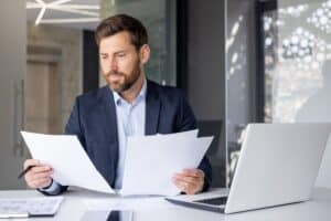 Businessman looking at documents